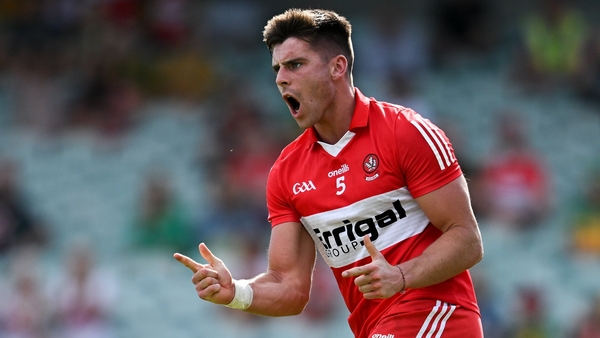 Conor Doherty celebrates after scoring Derry's first goal