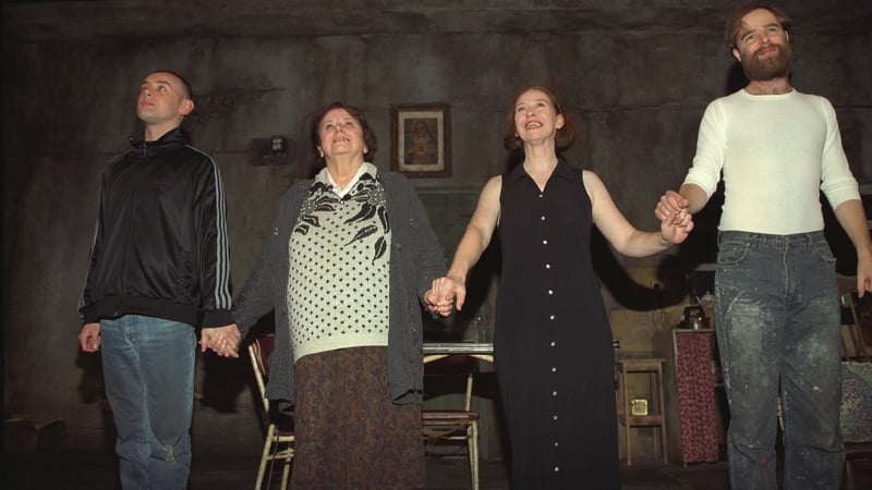 The cast of the Beauty Queen of Leenane on Broadway in 1998: (from left) Tom Murphy, Anna Manahan, Marie Mullen and Brian F. O'Byrne. Photo: Steve Azzara/Corbis via Getty Images
