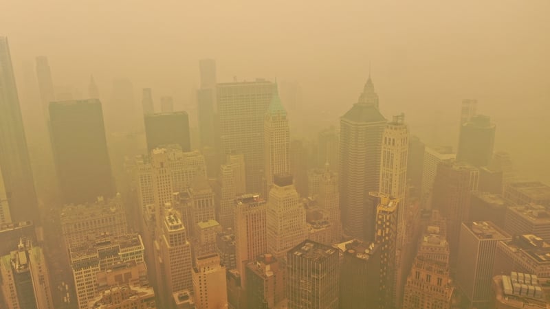 New York City is in the midst of an "unprecedented event" as smoke from raging wildfires in Canada envelopes the US's largest city. Photo: Lokman Vural Elibol/Anadolu Agency via Getty Images