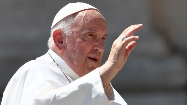 Pope Francis pictured in St Peter's Square yesterday, prior to his surgery