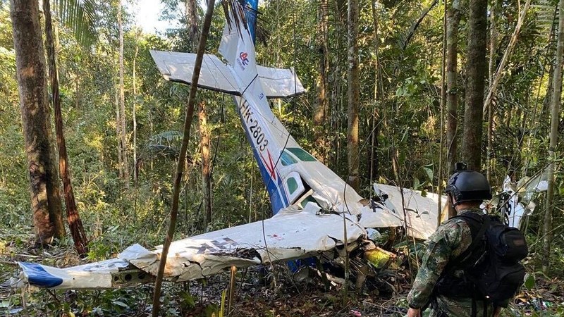 The children were on board a small plane, which crashed killing three adults