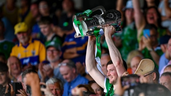 Declan Hannon lifts the Mick Mackey Cup