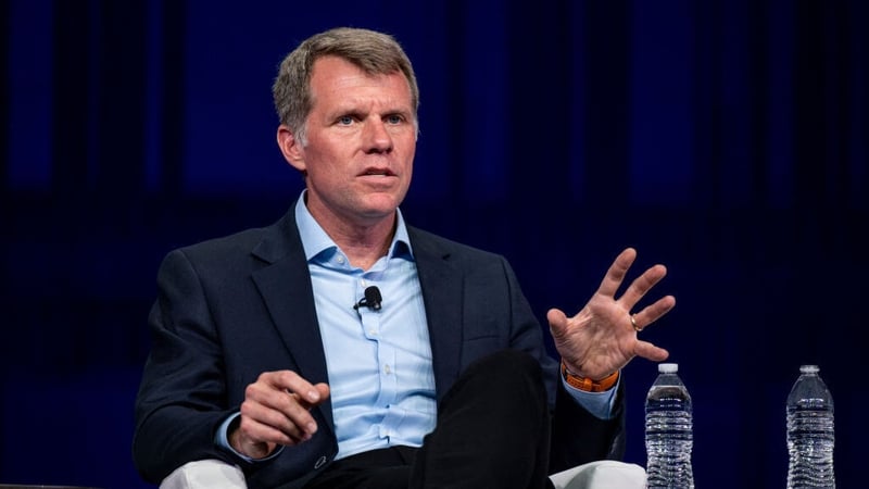 Nathaniel Fick, ambassador at large for Cyberspace and Digital Policy at the US State Department, during a keynote at the RSA Conference in San Francisco, California, US, on Wednesday, April 26, 2023. The RSA Conference brings together industry leaders in