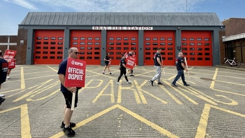 SIPTU members outside Bray Fire Station in Wicklow