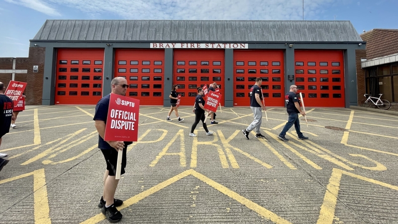 SIPTU members outside Bray Fire Station in Wicklow