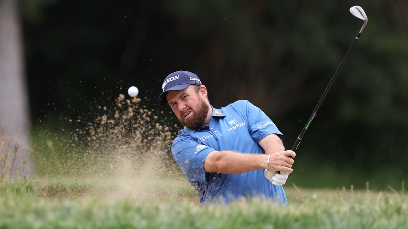 Shane Lowry plays a bunker shot during a practice round at the Los Angeles Country Club
