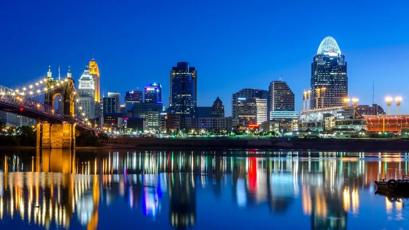 As a new direct flight from the UK is launched to 'Cincy', Hannah Stephenson experiences retro neon, bourbon and trademark chilli.