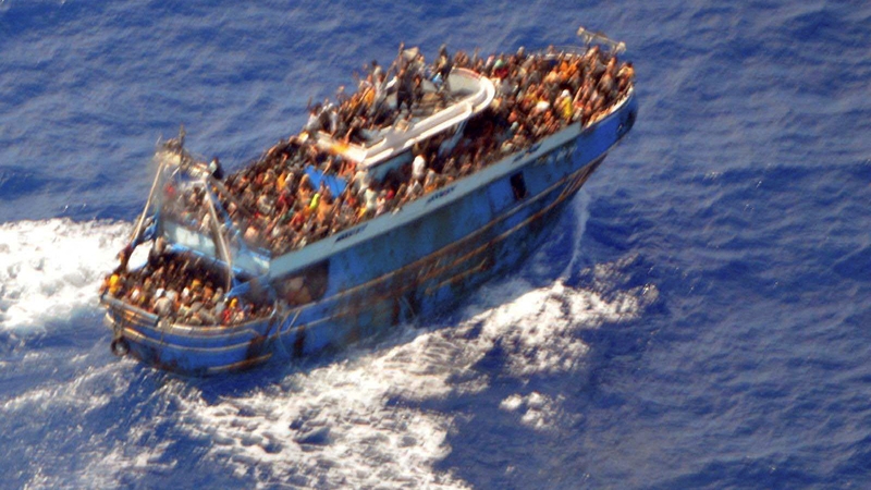The trawler packed with migrants capsized in the Ionian Sea