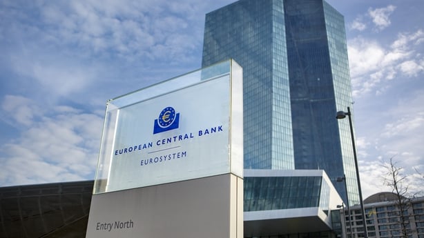 A sign in front of the European Central Bank in Frankfurt