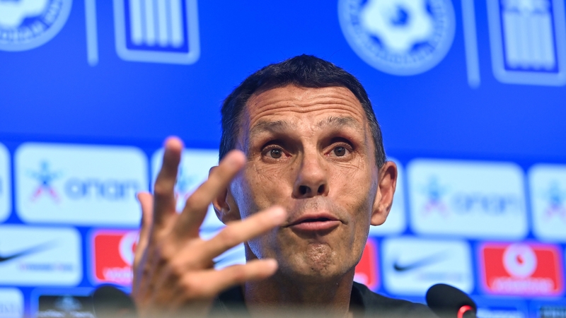 Gus Poyet chats to the Irish media ahead of the game in Athens