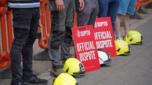 Firefighters on strike outside Ardee Fire Station in Louth last month (file image)