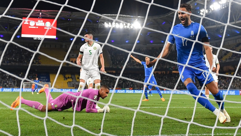Pantelis Hatzidiakos celebrates Greece's winning goal