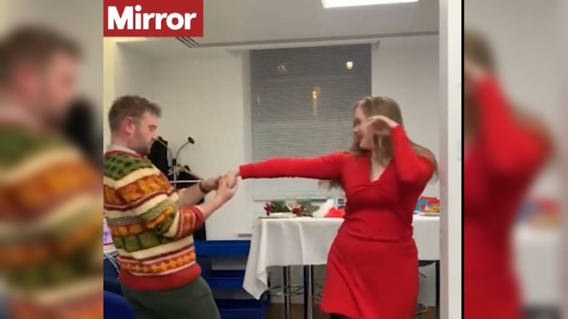 In the footage, a man and woman hold hands and dance (Courtesy: The Mirror)