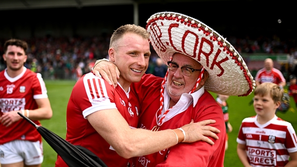 Brian Hurley celebrates with Cork supporters