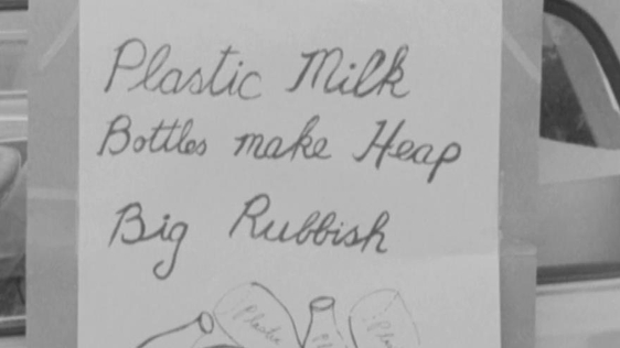 A campaign against the use of non-returnable plastic milk bottles, 1973