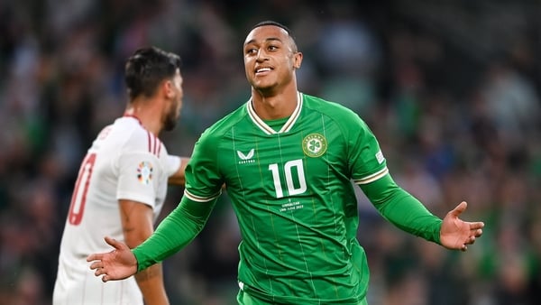 Adam Idah celebrates after scoring against Gibraltar