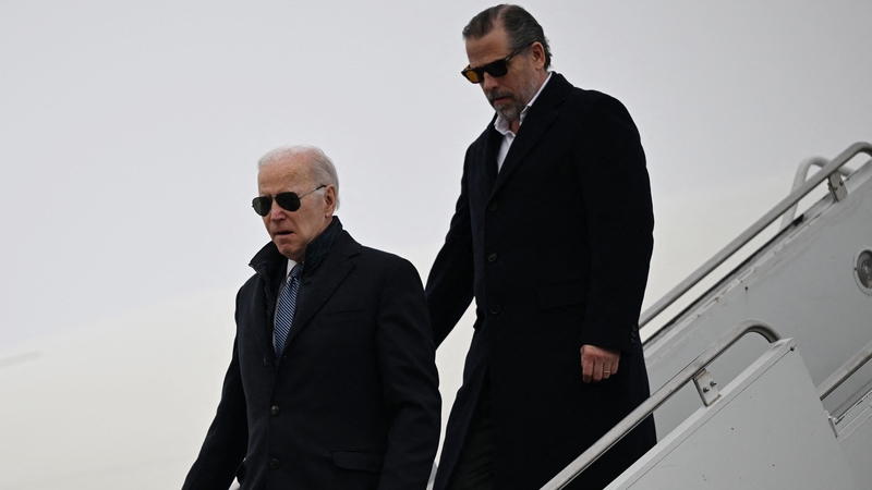US President Joe Biden and his son Hunter Biden pictured in February this year