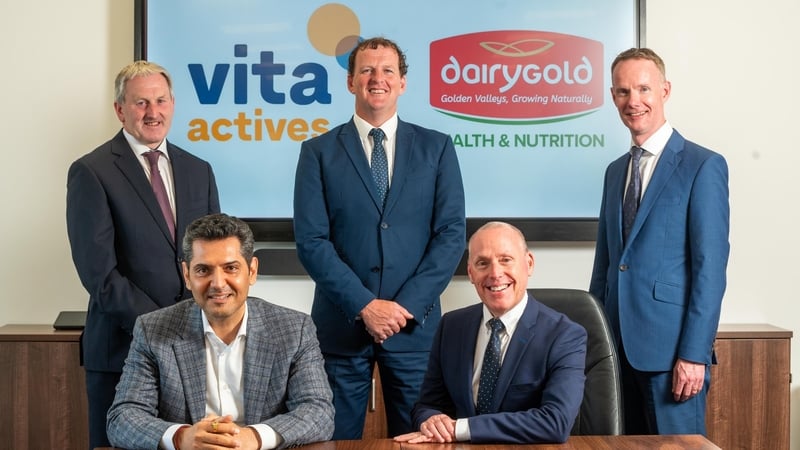 Deepak Sharma, CEO Vita Actives; George MacLeod, General Manager Dairygold Health and Nutrition; Gerard O' Dwyer, Dairygold Vice Chairman; Sean O' Brien, Dairygold Chairman and Conor Galvin, Dairygold CEO