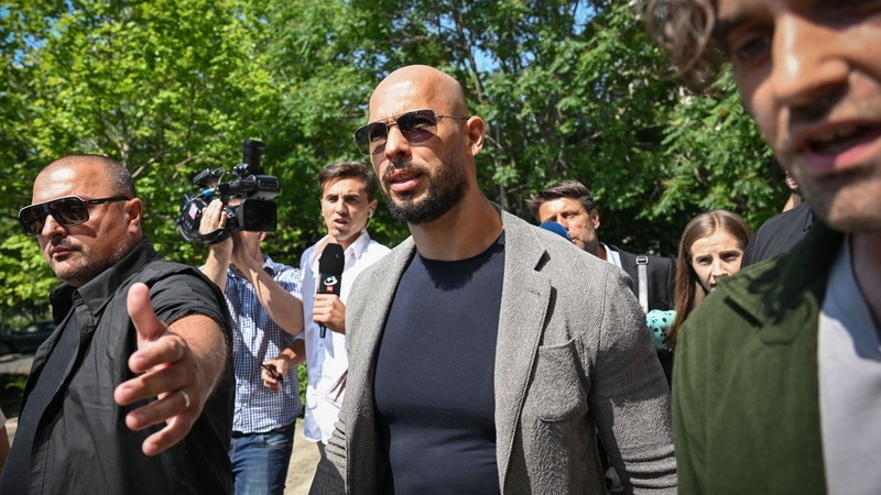 Andrew Tate arriving at the Municipal Court of Bucharest, Romania, on Wednesday