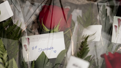 Flowers placed at an anchor at King's Beach in the port of St John's in Newfoundland, Canada