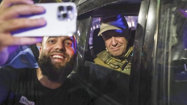 'March for justice': Wagner group boss Yevgeny Prigozhin poses for a selfie with a supporter in Rostov. Photo: AP/Alamy