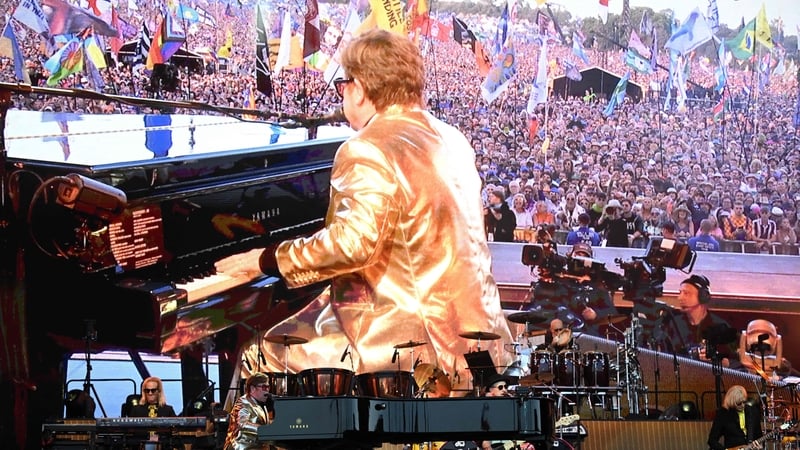 Elton John on stage last night at Glastonbury