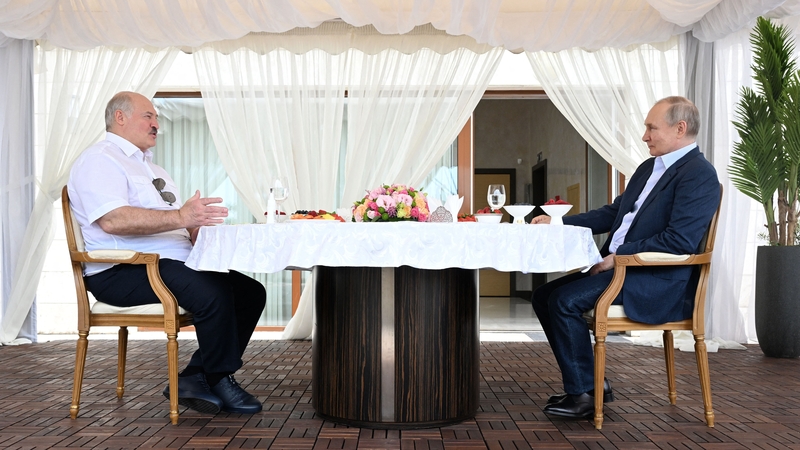 Russian President Vladimir Putin and Belarusian President Alexander Lukashenko meeting in Sochi earlier this month