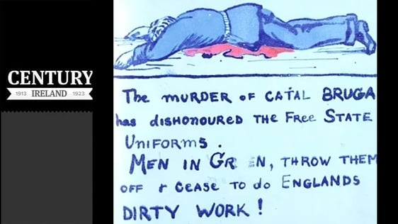 Century Ireland Issue 260- Mimeograph print depicting the body of Cathal Brugha, who fought in O'Co…