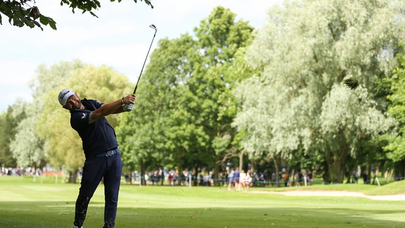 Andy Sullivan plays his second shot on the ninth