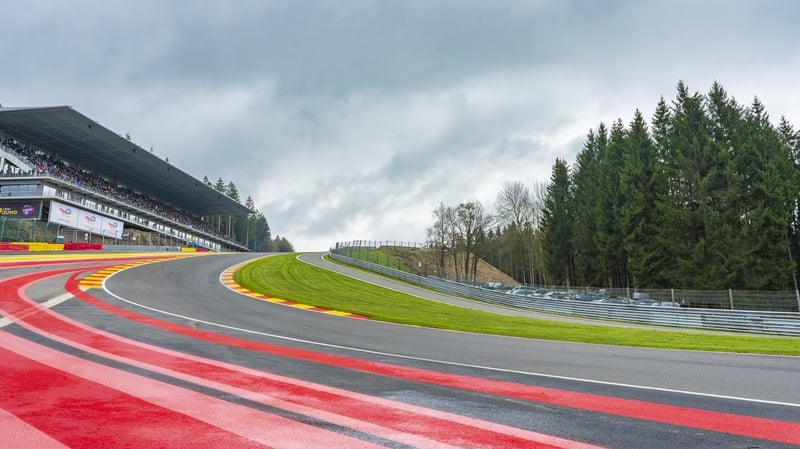 A View of the lethal Raidillon and Eau Rouge section of the track at Spa-Francorchamps
