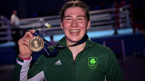 Aoife O'Rourke with her gold medal after her win in Poland