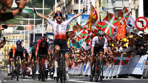 Victor Lafay celebrates in San Sebastian