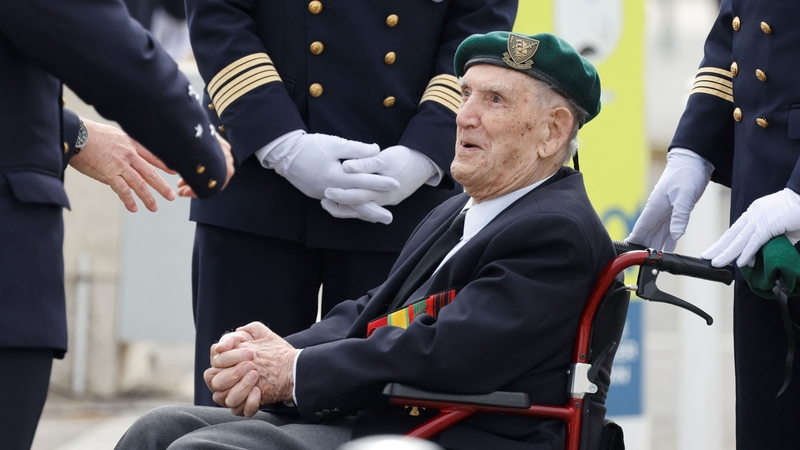 Gautier pictured attending a ceremony in tribute to the 177 French members of the 'Commando Kieffer' in Normandy last month