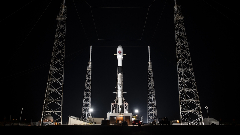 The SpaceX Falcon 9 rocket carrying the Euclid mission on the launchpad. Photo: European Space Agency