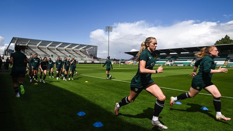 The Republic of Ireland players are put through their paces at Tallaght Stadium