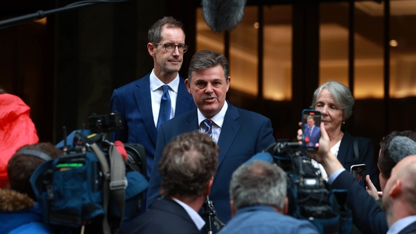 Kevin Bakhurst speaks to the media following the meeting with Minister Catherine Martin