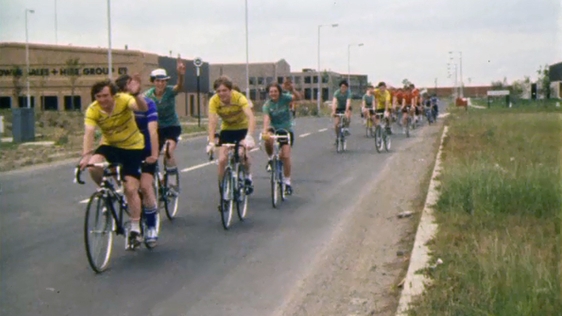 Riders taking part in a peace cycle from Dublin to Jerusalem, 1983.