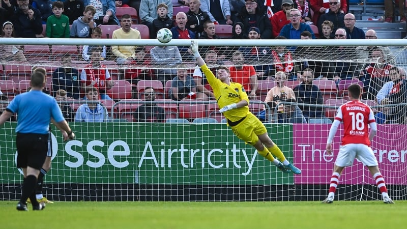 Cork City goalkeeper Tiernan Brooks is beaten by Jake Mulraney's stunner