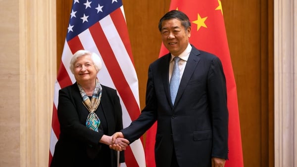 US Treasury Secretary Janet Yellen with Chinese Vice Premier He Lifeng during her trip to China last July