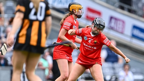 Cork's Laura Tracey celebrates winning a free