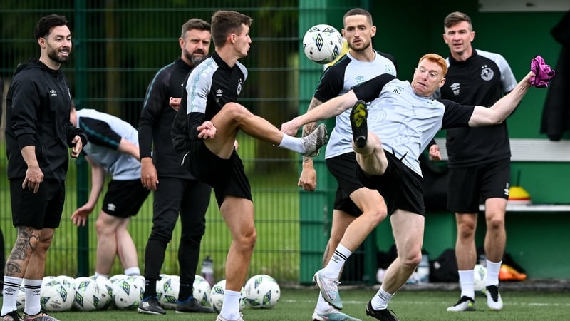 Shamrock Rovers at their final training session before the game