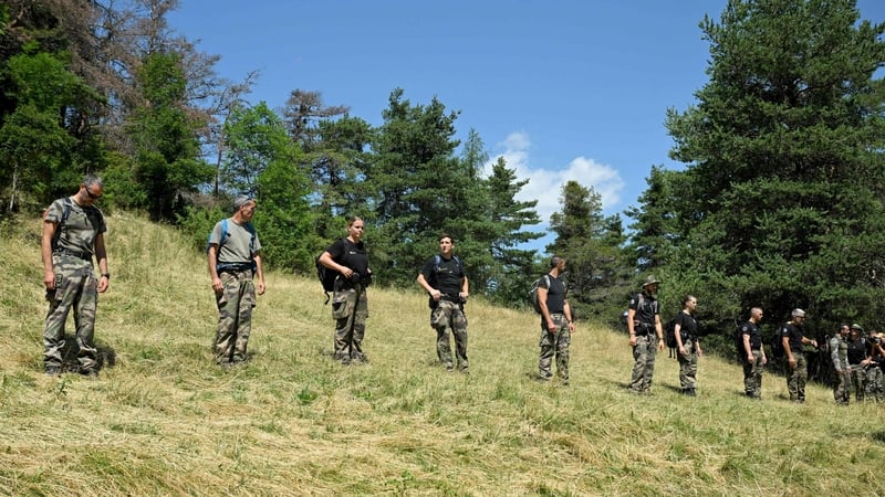 French gendarmes searching the area in Le Vernet last July