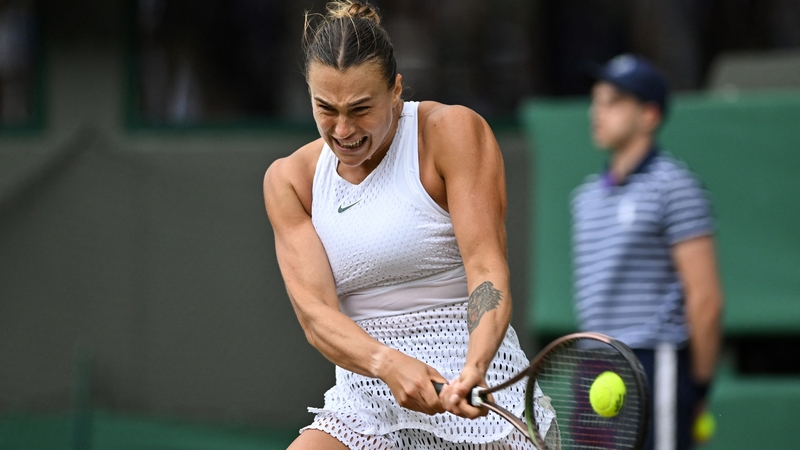 Aryna Sabalenka unleashes a powerful backhand in her win over Madison Keys