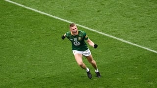 Player of the match Jack Flynn celebrates one of his second-half points