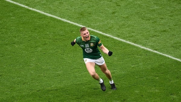 Player of the match Jack Flynn celebrates one of his second-half points