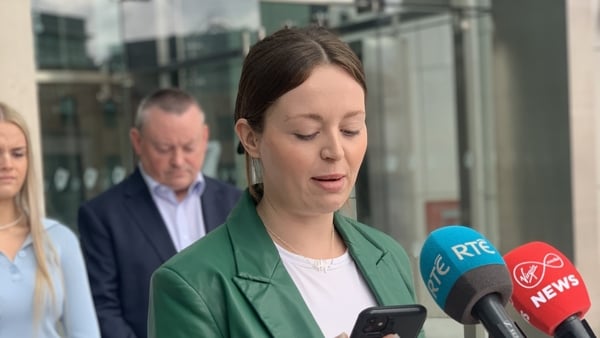 Ciara Mangan speaking outside court in July 2023