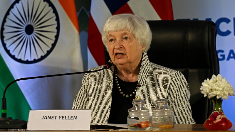 US Treasury Secretary Janet Yellen is attending the G20 meeting in Gandhinagar in India