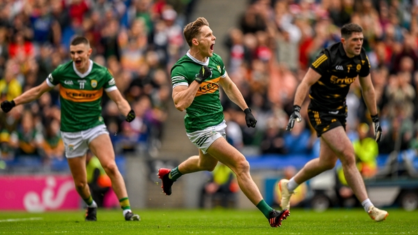 Gavin White celebrates his goal against Derry in Croke Park