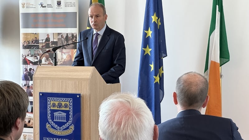 The Tánaiste delivering a lecture in South Africa yesterday