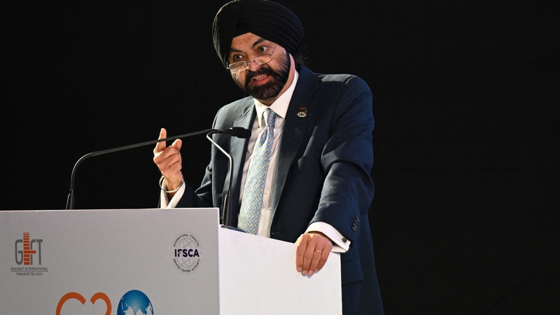 World Bank chief Ajay Banga speaks during the G20 meeting in India
